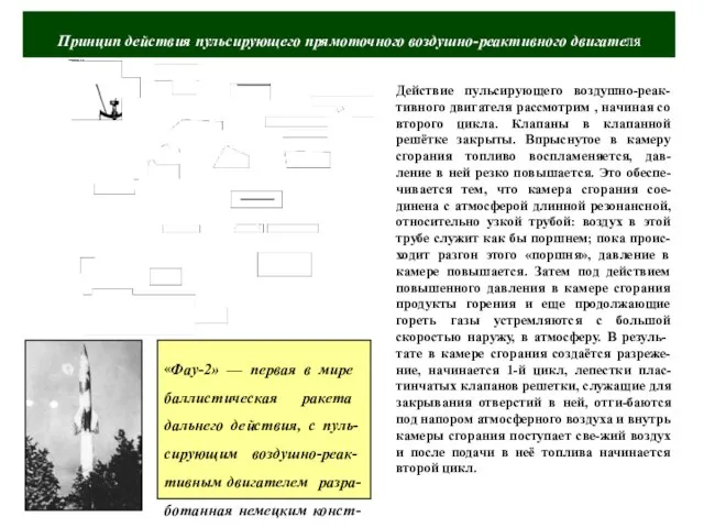 Принцип действия пульсирующего прямоточного воздушно-реактивного двигателя Действие пульсирующего воздушно-реак-тивного двигателя рассмотрим