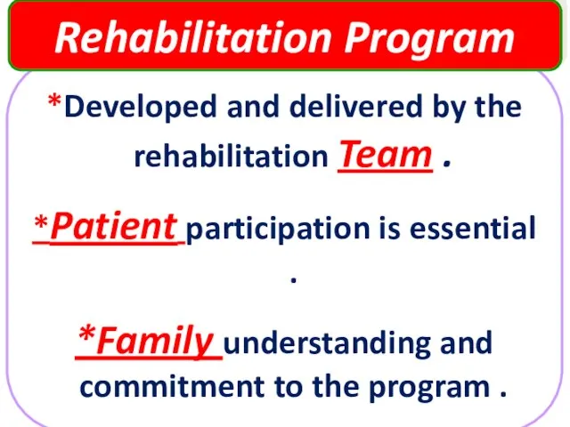 *Developed and delivered by the rehabilitation Team . *Patient participation is