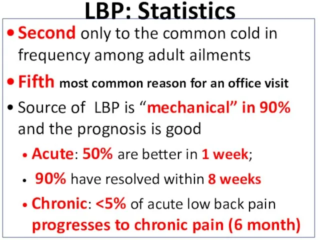 LBP: Statistics Second only to the common cold in frequency among