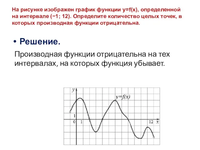 Решение. На рисунке изображен график функции y=f(x), определенной на интервале (−1;