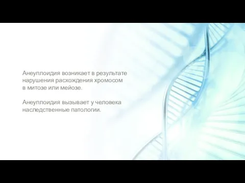 Анеуплоидия возникает в результате нарушения расхождения хромосом в митозе или мейозе.