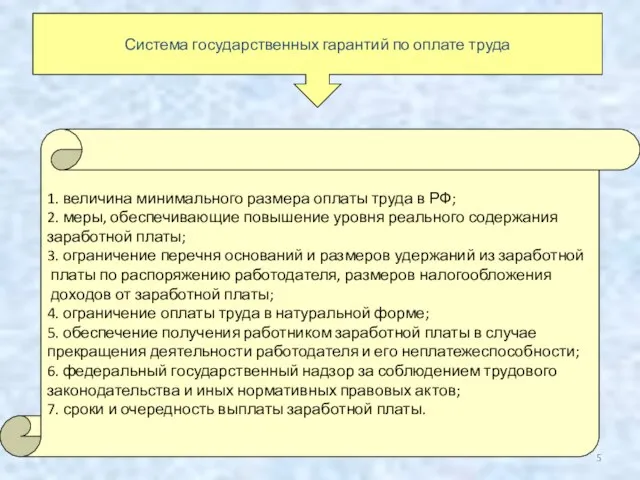 Система государственных гарантий по оплате труда 1. величина минимального размера оплаты