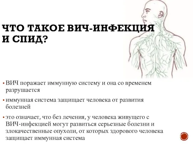 ЧТО ТАКОЕ ВИЧ-ИНФЕКЦИЯ И СПИД? ВИЧ поражает иммунную систему и она