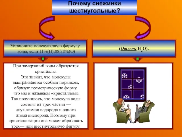 Почему снежинки шестиугольные? При замерзаний воды образуются кристаллы. Это значит, что