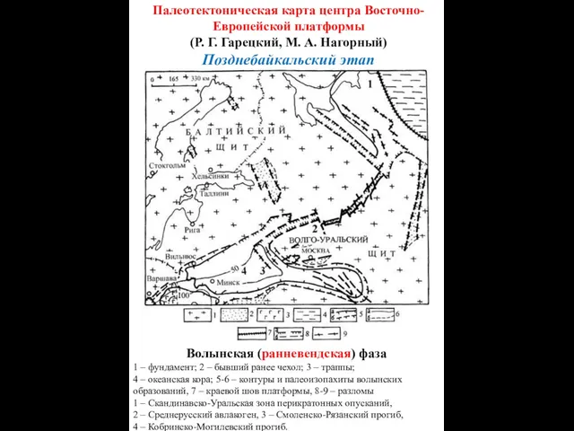 Палеотектоническая карта центра Восточно-Европейской платформы (Р. Г. Гарецкий, М. А. Нагорный)