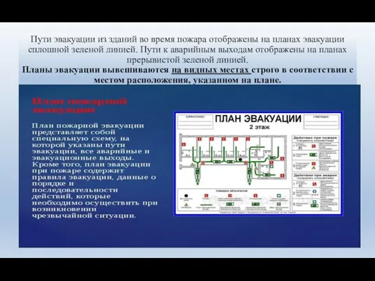 Пути эвакуации из зданий во время пожара отображены на планах эвакуации