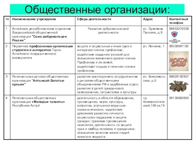 Общественные организации: