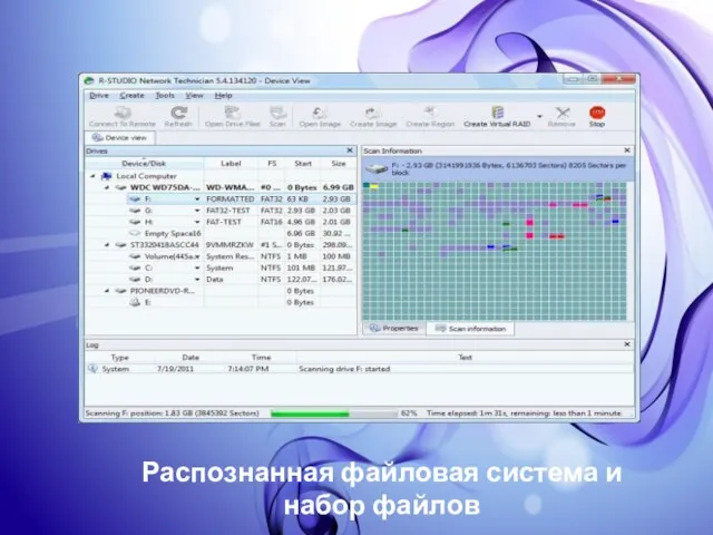 Распознанная файловая система и набор файлов
