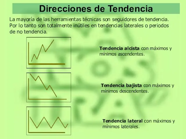 Direcciones de Tendencia La mayoría de las herramientas técnicas son seguidores