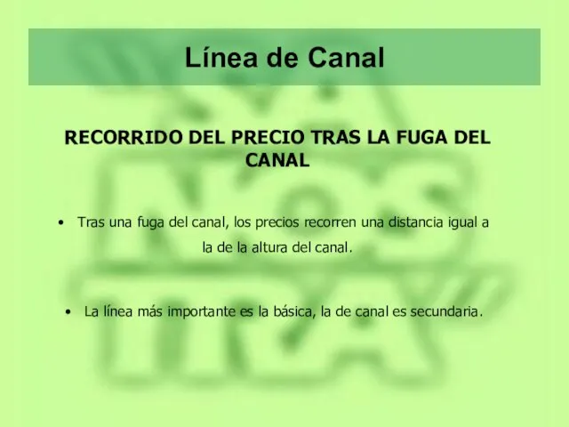 Línea de Canal RECORRIDO DEL PRECIO TRAS LA FUGA DEL CANAL