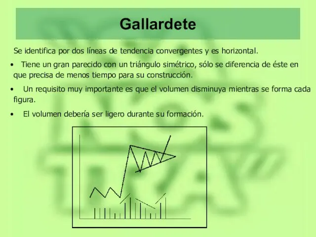 Gallardete Se identifica por dos líneas de tendencia convergentes y es