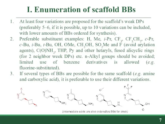 I. Enumeration of scaffold BBs At least four variations are proposed
