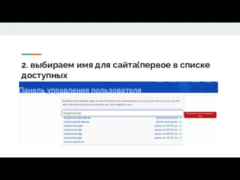 2. выбираем имя для сайта(первое в списке доступных