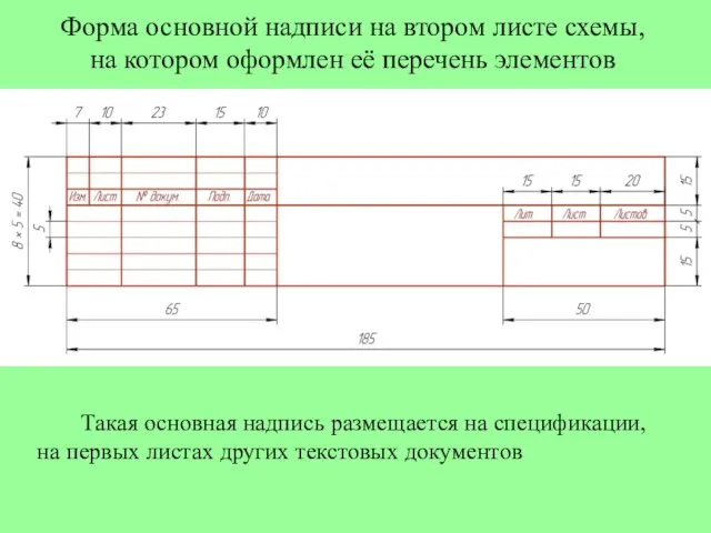 Форма основной надписи на втором листе схемы, на котором оформлен её