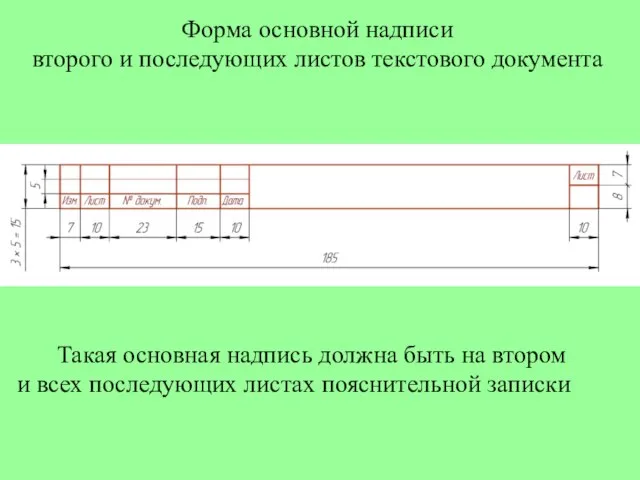 Такая основная надпись должна быть на втором и всех последующих листах