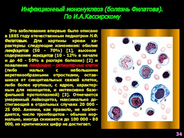 Инфекционный мононуклеоз (болезнь Филатова). По И.А.Кассирскому Это заболевание впервые было описано