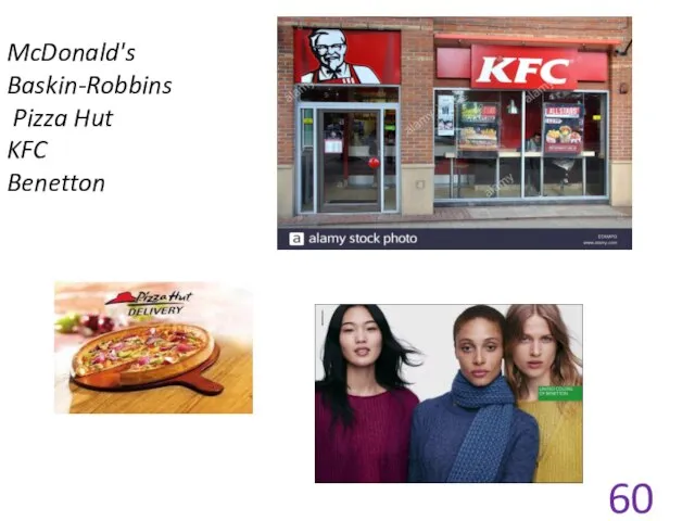 McDonald's Baskin-Robbins Pizza Hut KFC Benetton