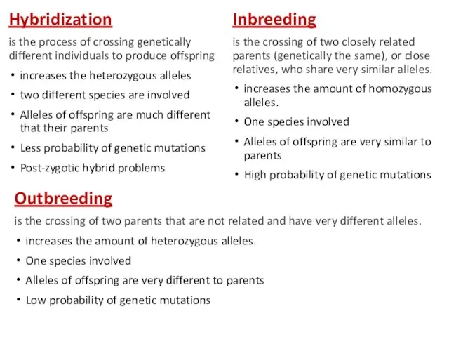 Hybridization is the process of crossing genetically different individuals to produce