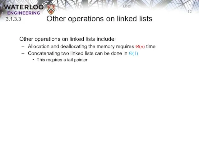 Other operations on linked lists 3.1.3.3 Other operations on linked lists