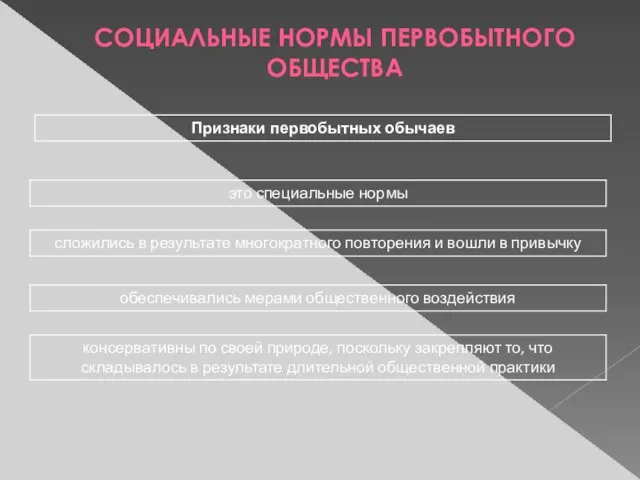 СОЦИАЛЬНЫЕ НОРМЫ ПЕРВОБЫТНОГО ОБЩЕСТВА