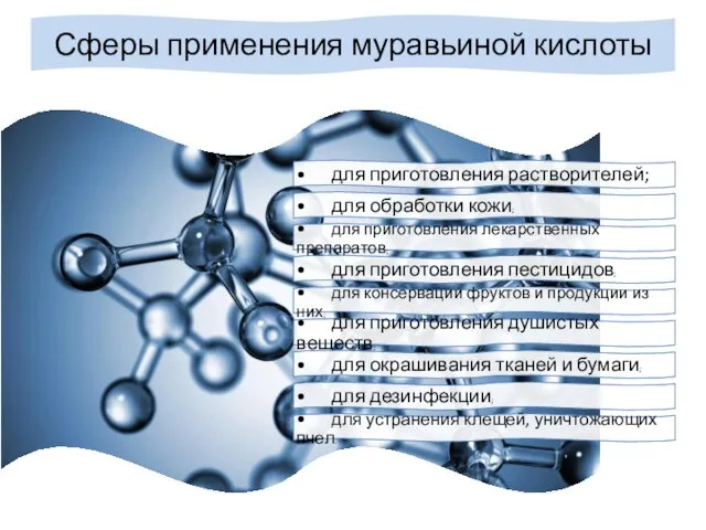 Сферы применения муравьиной кислоты