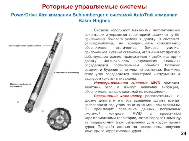 Роторные управляемые системы Система используют механизмы автоматической ориентации и управля­ют траекторией