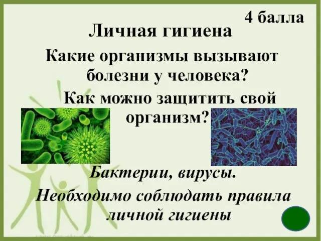 Личная гигиена Бактерии, вирусы. Необходимо соблюдать правила личной гигиены Какие организмы