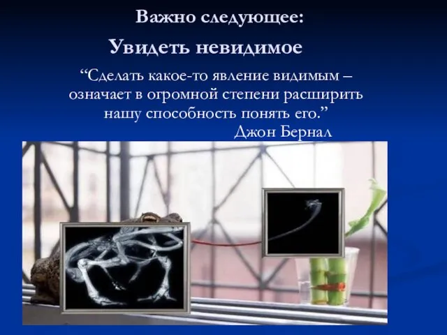 Вaжно следующее: “Сделать какое-то явление видимым – означает в огромной степени