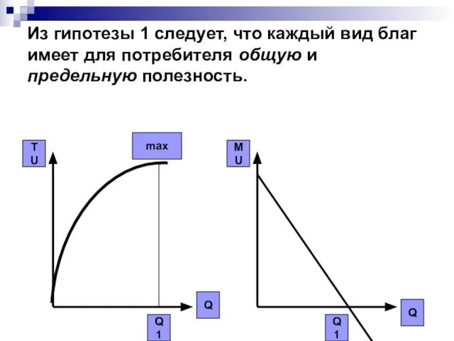 Из гипотезы 1 следует, что каждый вид благ имеет для потребителя