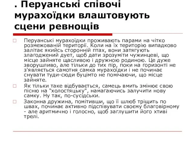 . Перуанські співочі мурахоїдки влаштовують сцени ревнощів Перуанські мурахоїдки проживають парами