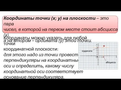 Координаты точки (х; у) на плоскости – это пара чисел, в