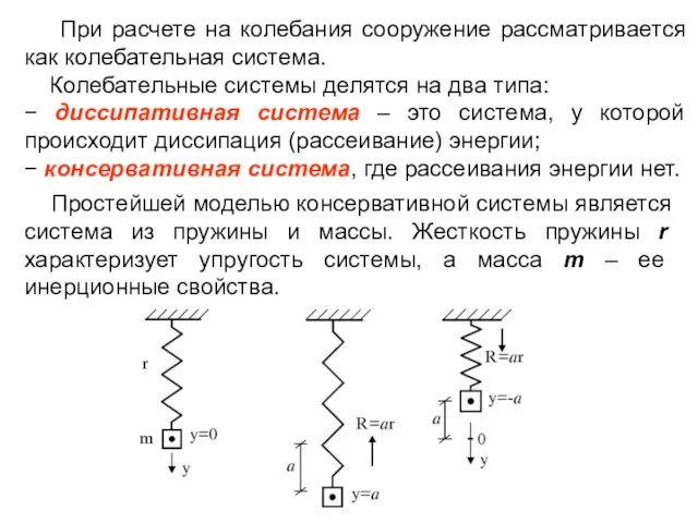 При расчете на колебания сооружение рассматривается как колебательная система. Колебательные системы