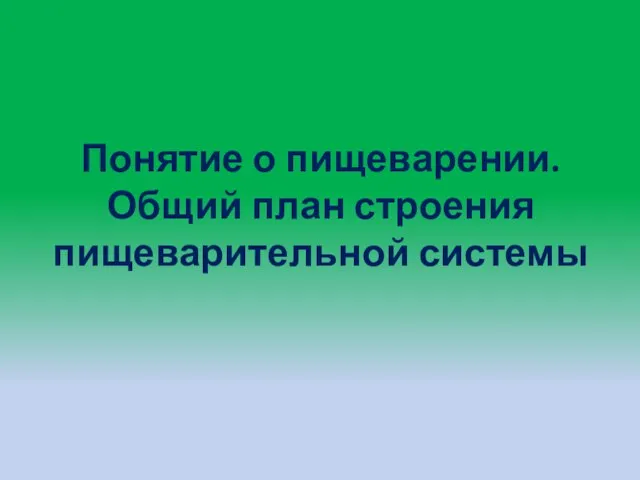 Понятие о пищеварении. Общий план строения пищеварительной системы