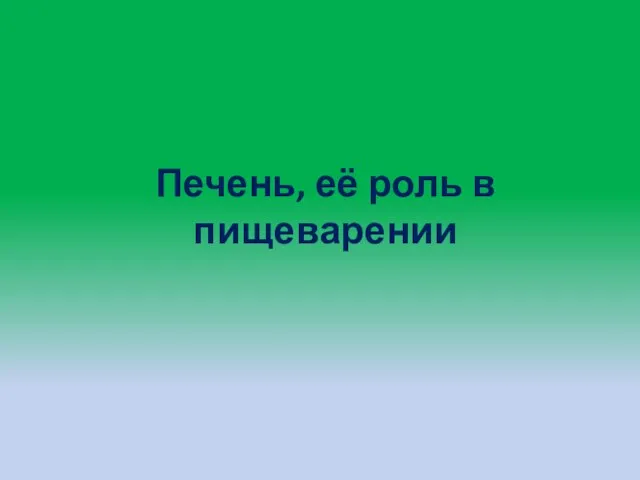 Печень, её роль в пищеварении