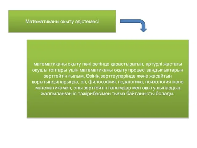 Математиканы оқыту әдістемесі математиканы оқыту пәні ретінде қарастыратын, әртүрлі жастағы оқушы