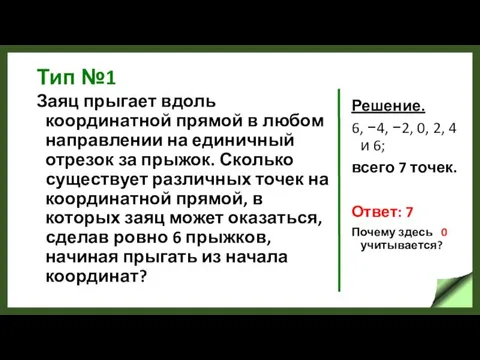 Тип №1 Заяц прыгает вдоль координатной прямой в любом направлении на