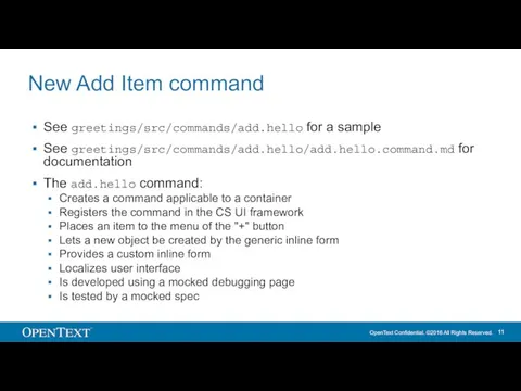 New Add Item command See greetings/src/commands/add.hello for a sample See greetings/src/commands/add.hello/add.hello.command.md