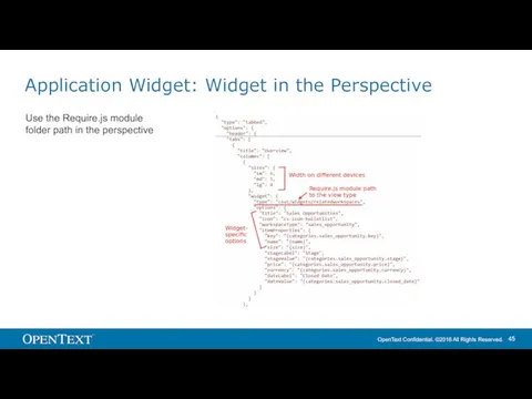 Application Widget: Widget in the Perspective Use the Require.js module folder path in the perspective