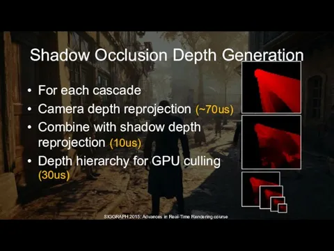 Shadow Occlusion Depth Generation For each cascade Camera depth reprojection (~70us)