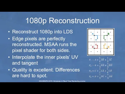 1080p Reconstruction Reconstruct 1080p into LDS Edge pixels are perfectly reconstructed.