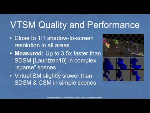 VTSM Quality and Performance Close to 1:1 shadow-to-screen resolution in all