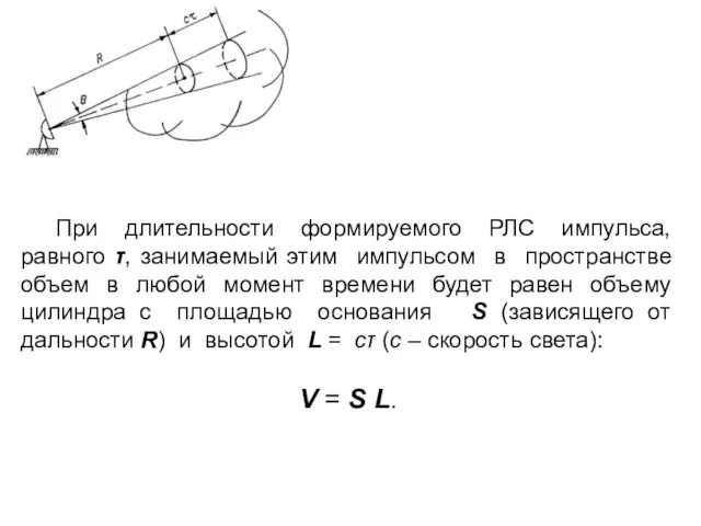 При длительности формируемого РЛС импульса, равного τ, занимаемый этим импульсом в