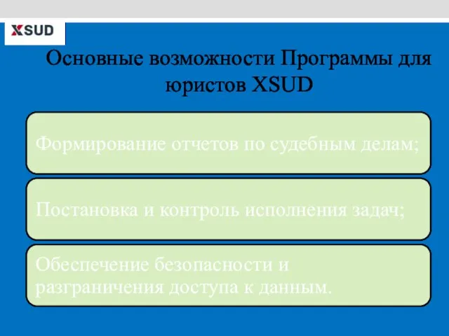 Основные возможности Программы для юристов XSUD