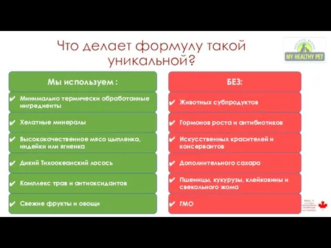 Что делает формулу такой уникальной? Мы используем : Минимально термически обработанные