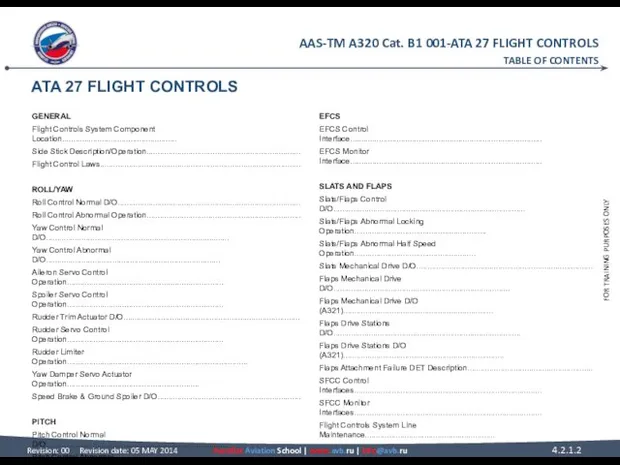 ATA 27 FLIGHT CONTROLS GENERAL Flight Controls System Component Location.................................................... Side