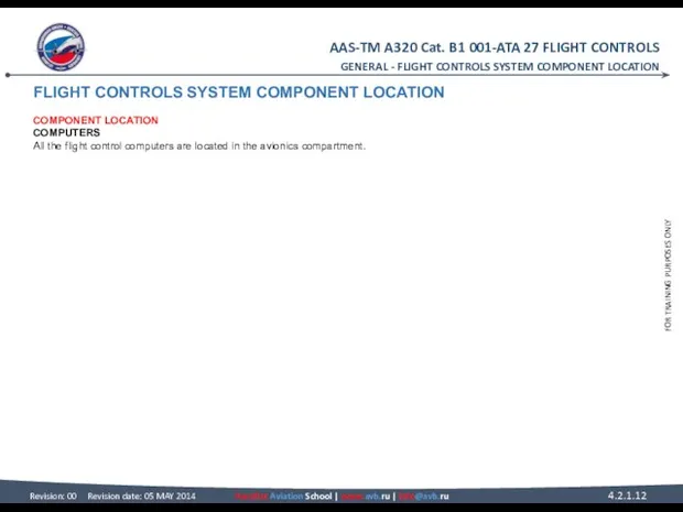 FLIGHT CONTROLS SYSTEM COMPONENT LOCATION COMPONENT LOCATION COMPUTERS All the flight