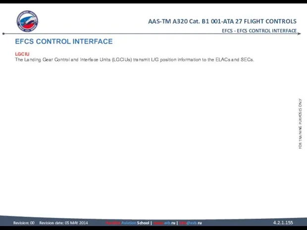 EFCS CONTROL INTERFACE LGCIU The Landing Gear Control and Interface Units