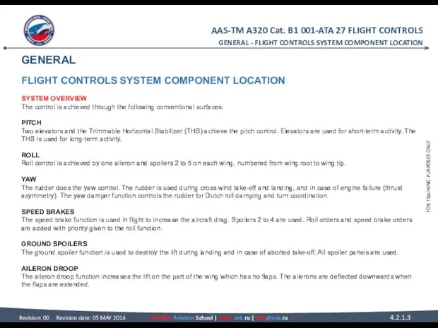 GENERAL FLIGHT CONTROLS SYSTEM COMPONENT LOCATION SYSTEM OVERVIEW The control is