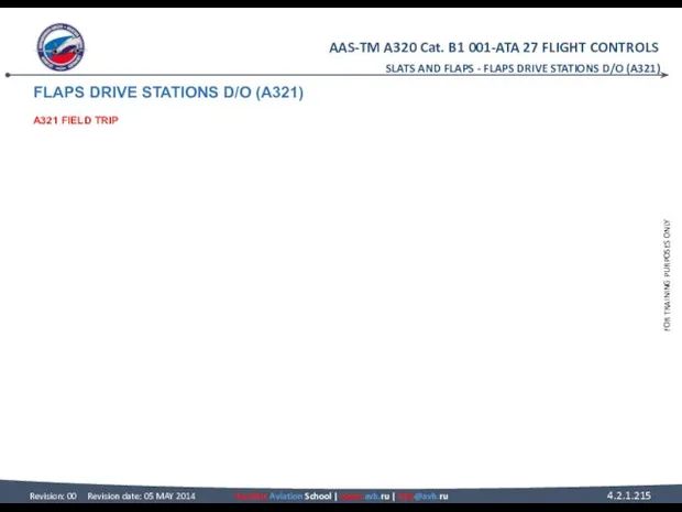 FLAPS DRIVE STATIONS D/O (A321) A321 FIELD TRIP SLATS AND FLAPS