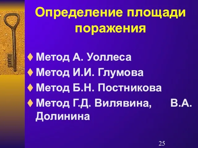 Определение площади поражения Метод А. Уоллеса Метод И.И. Глумова Метод Б.Н.